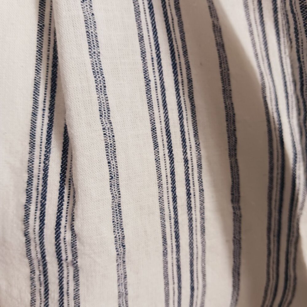 NWT Madewell, Size 14, White Navy Stripe Linen Blend Paper Bag  Crop Pants - Picture 2 of 16